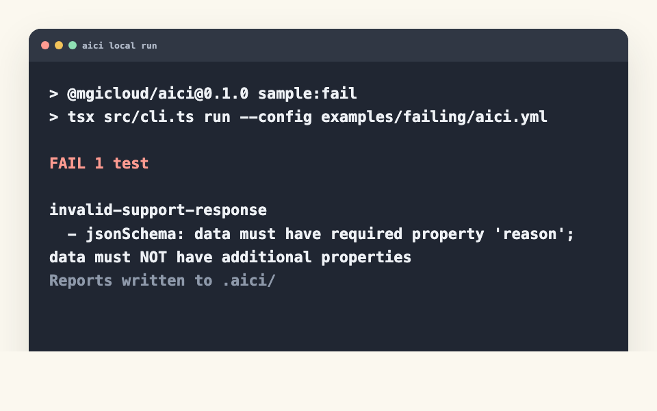 Aici CLI failing locally with a JSON Schema error